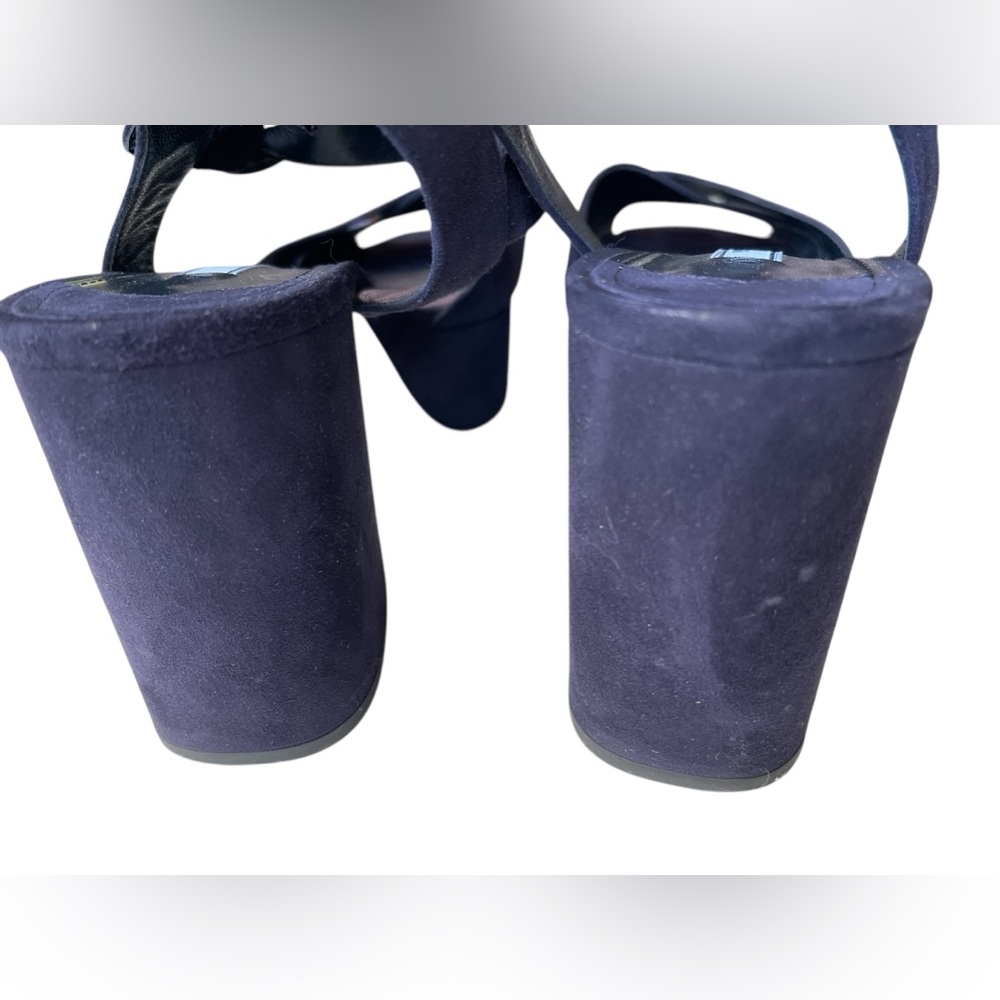 Prada Blue Suede Criss Cross Platform Sandal - Picture 5 of 10